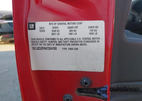 2004 Chevrolet Cavalier z USA, uszkodzony, nr VIN 1G1JC52F847334180